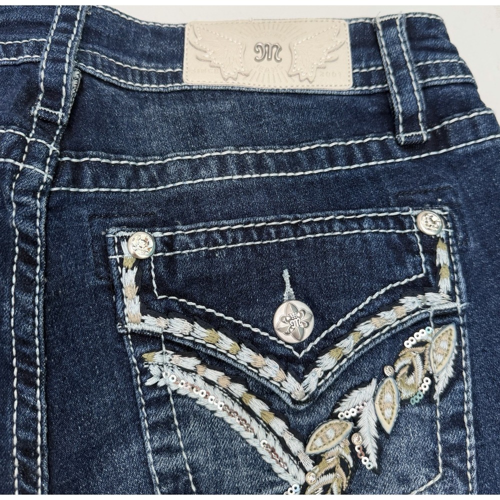 Miss Me Women's Mid Rise Boot Cut Jeans Dark Blue  Size 33x32 NWT - Picture 6 of 6
